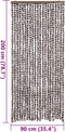 vidaXL - Vliegengordijn - 90x200 - cm - chenille - bruin - en - wit