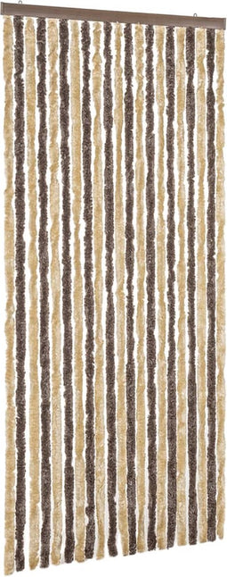 vidaXL - Vliegengordijn - 90x200 - cm - chenille - donkerbruin - en - beige