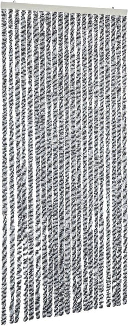vidaXL - Vliegengordijn - 90x200 - cm - chenille - grijs - en - zwart-wit