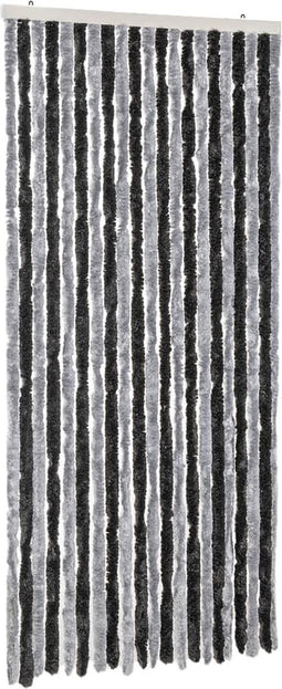 vidaXL - Vliegengordijn - 90x200 - cm - chenille - grijs - en - zwart