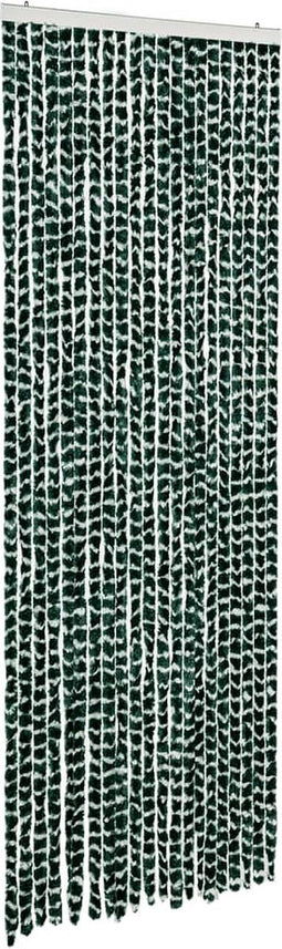 vidaXL - Vliegengordijn - 90x200 - cm - chenille - groen - en - wit