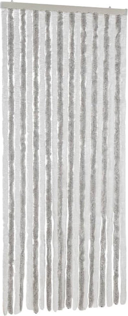 vidaXL - Vliegengordijn - 90x200 - cm - chenille - lichtgrijs - en - wit