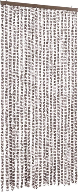 vidaXL - Vliegengordijn - 90x200 - cm - chenille - taupe - en - wit