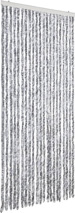 vidaXL - Vliegengordijn - 90x200 - cm - chenille - wit - en - grijs