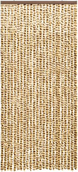 vidaXL - Vliegengordijn - 90x220 - cm - chenille - beige - en - bruin