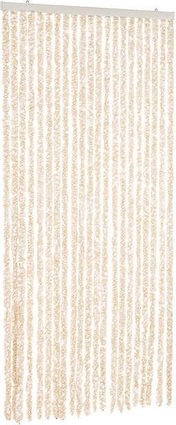 vidaXL - Vliegengordijn - 90x220 - cm - chenille - beige - en - wit