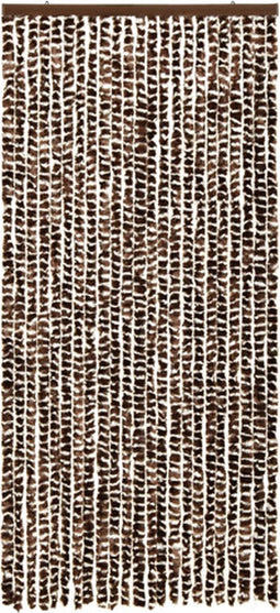vidaXL - Vliegengordijn - 90x220 - cm - chenille - bruin - en - wit
