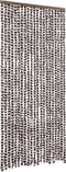 vidaXL - Vliegengordijn - 90x220 - cm - chenille - bruin - en - wit