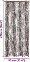 vidaXL - Vliegengordijn - 90x220 - cm - chenille - bruin - en - wit
