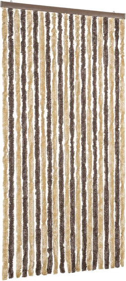 vidaXL - Vliegengordijn - 90x220 - cm - chenille - donkerbruin - en - beige