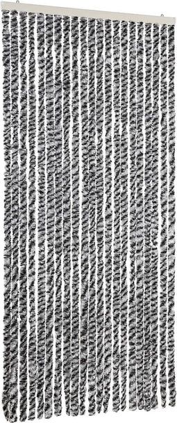 vidaXL - Vliegengordijn - 90x220 - cm - chenille - grijs - en - zwart-wit