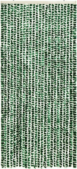 vidaXL - Vliegengordijn - 90x220 - cm - chenille - groen - en - wit