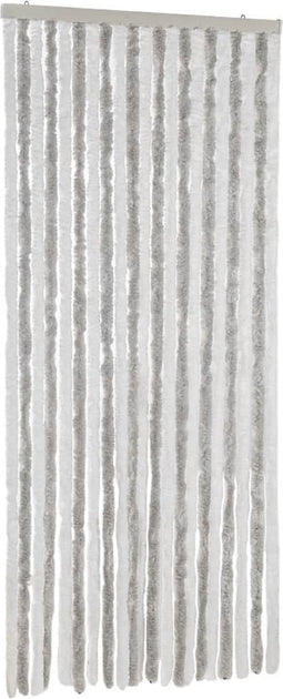 vidaXL - Vliegengordijn - 90x220 - cm - chenille - lichtgrijs - en - wit