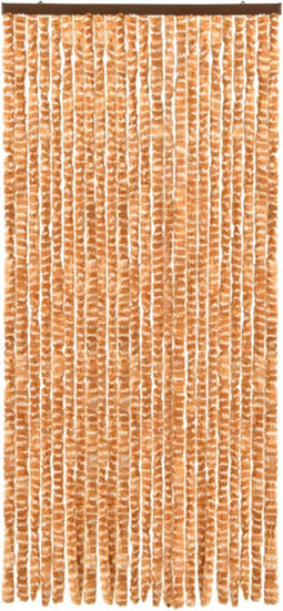vidaXL - Vliegengordijn - 90x220 - cm - chenille - oker - en - wit