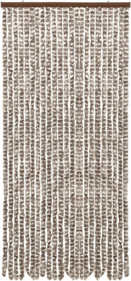 vidaXL - Vliegengordijn - 90x220 - cm - chenille - taupe - en - wit