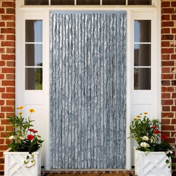 vidaXL - Vliegengordijn - 90x220 - cm - chenille - wit - en - grijs