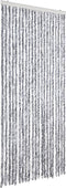 vidaXL - Vliegengordijn - 90x220 - cm - chenille - wit - en - grijs