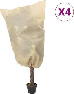vidaXL - Vlieshoezen - voor - planten - met - trekkoord - 4 - st - 70 - g/m² - 0,8x0,8 - m