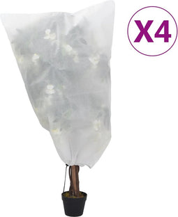 vidaXL - Vlieshoezen - voor - planten - met - trekkoord - 4 - st - 70 - g/m² - 0,8x0,8 - m