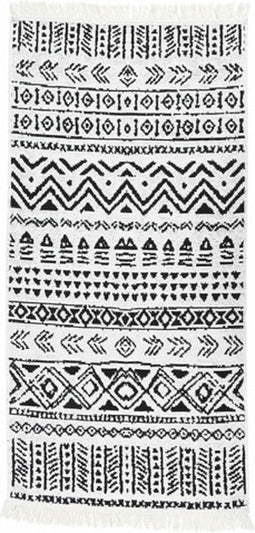 vidaXL - Vloerkleed - 100x200 - cm - katoen - zwart - en - wit
