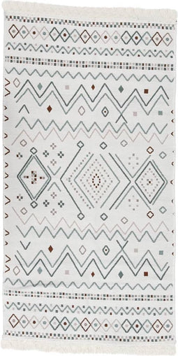 vidaXL - Vloerkleed - 120x180 - cm - katoen - beige - en - blauw
