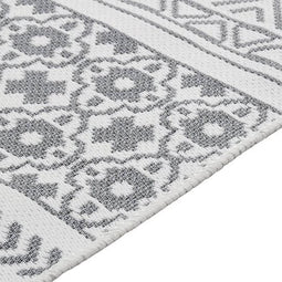 vidaXL - Vloerkleed - 120x180 - cm - katoen - grijs - en - wit