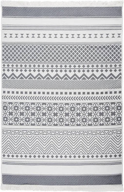 vidaXL - Vloerkleed - 160x230 - cm - katoen - grijs - en - wit