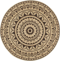 vidaXL - Vloerkleed - handgemaakt - met - donkerbruine - print - 150 - cm - jute