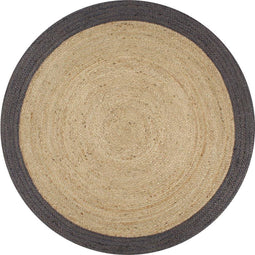 vidaXL - Vloerkleed - handgemaakt - met - donkergrijze - rand - 120 - cm - jute