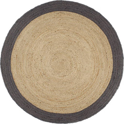 vidaXL - Vloerkleed - handgemaakt - met - donkergrijze - rand - 210 - cm - jute