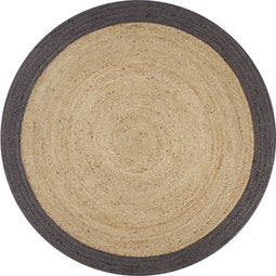 vidaXL - Vloerkleed - handgemaakt - met - donkergrijze - rand - 90 - cm - jute