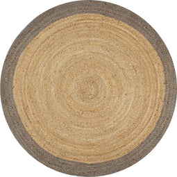 vidaXL - Vloerkleed - handgemaakt - met - grijze - rand - 90 - cm - jute