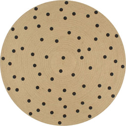 vidaXL - Vloerkleed - handgemaakt - met - print - polkadot - 120 - cm - jute