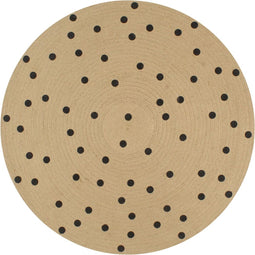 vidaXL - Vloerkleed - handgemaakt - met - print - polkadot - 90 - cm - jute