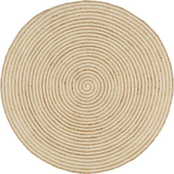 vidaXL - Vloerkleed - handgemaakt - met - spiraal - ontwerp - 120 - cm - jute - wit