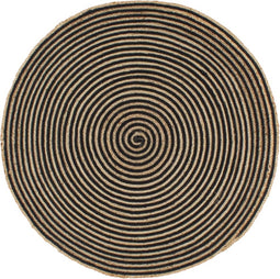 vidaXL - Vloerkleed - handgemaakt - met - spiraal - ontwerp - 120 - cm - jute - zwart