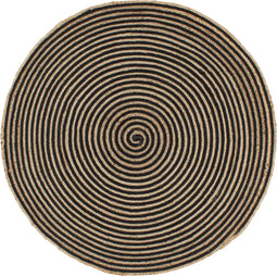 vidaXL - Vloerkleed - handgemaakt - met - spiraal - ontwerp - 150 - cm - jute - zwart