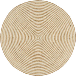 vidaXL - Vloerkleed - handgemaakt - met - spiraal - ontwerp - 90 - cm - jute - wit