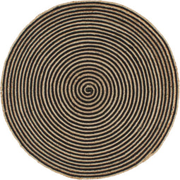 vidaXL - Vloerkleed - handgemaakt - met - spiraal - ontwerp - 90 - cm - jute - zwart