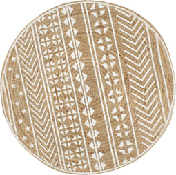 vidaXL - Vloerkleed - handgemaakt - met - witte - print - 90 - cm - jute