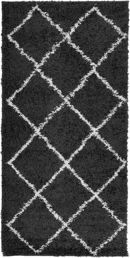 vidaXL - Vloerkleed - PAMPLONA - shaggy - hoogpolig - 100x200 - cm - zwart - en - crème