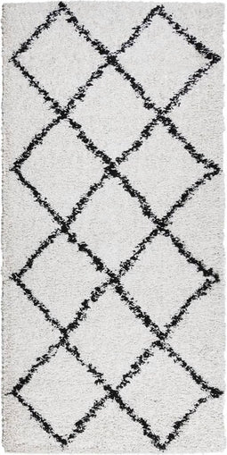vidaXL - Vloerkleed - PAMPLONA - shaggy - hoogpolig - 100x200 - cm - crème - en - zwart