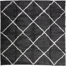 vidaXL - Vloerkleed - PAMPLONA - shaggy - hoogpolig - 120x120 - cm - zwart - en - crème