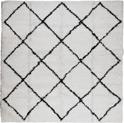 vidaXL - Vloerkleed - PAMPLONA - shaggy - hoogpolig - 120x120 - cm - crème - en - zwart
