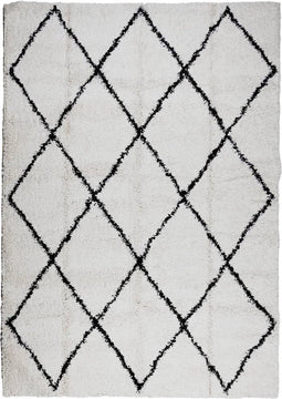 vidaXL - Vloerkleed - PAMPLONA - shaggy - hoogpolig - 120x170 - cm - crème - en - zwart