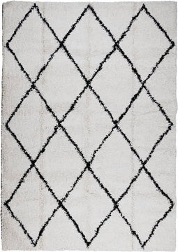 vidaXL - Vloerkleed - PAMPLONA - shaggy - hoogpolig - 140x200 - cm - crème - en - zwart