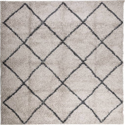 vidaXL - Vloerkleed - PAMPLONA - shaggy - hoogpolig - 160x160 - cm - beige - antraciet