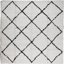 vidaXL - Vloerkleed - PAMPLONA - shaggy - hoogpolig - 160x160 - cm - crème - en - zwart