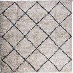 vidaXL - Vloerkleed - PAMPLONA - shaggy - hoogpolig - 200x200 - cm - beige - antraciet