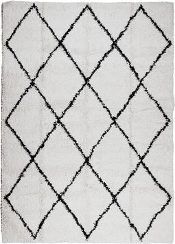 vidaXL - Vloerkleed - PAMPLONA - shaggy - hoogpolig - 200x280 - cm - crème - en - zwart